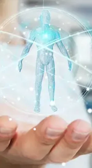 Businessman,On,Blurred,Background,Using,Digital,X-ray,Human,Body,Scan Businessman on blurred background using digital x-ray human body scan interface 3D rendering